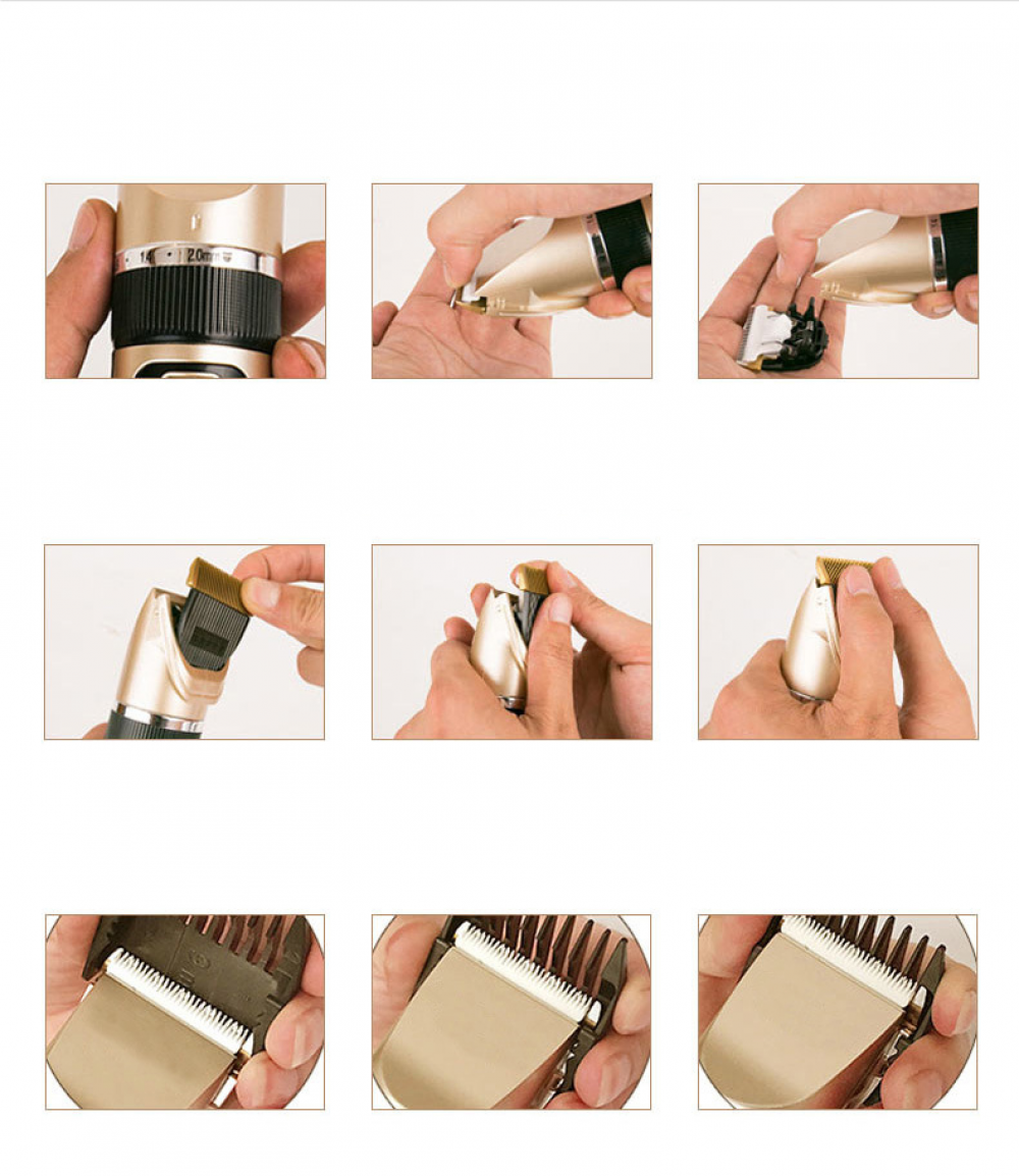 Máquina de tosa profissional para cães e gatos, 8 peças, pelos longos e grossos, silenciosa, elétrica, recarregável, kit para tosa de cães e gatos - 4