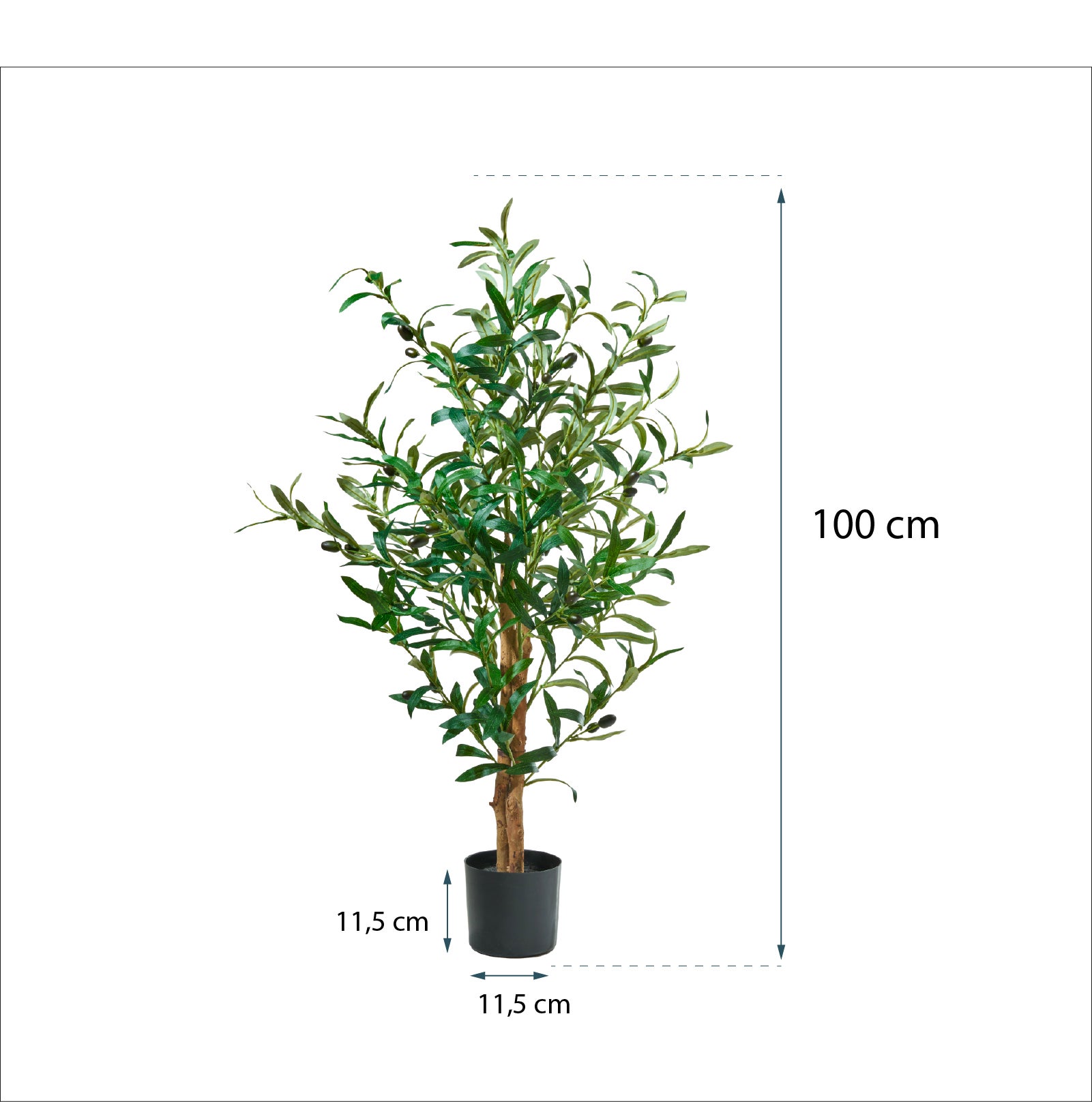 Olivier artificiel 100 cm, Plante décorative avec Feuilles et Olives réalistes pour salon, chambre ou bureau - 6