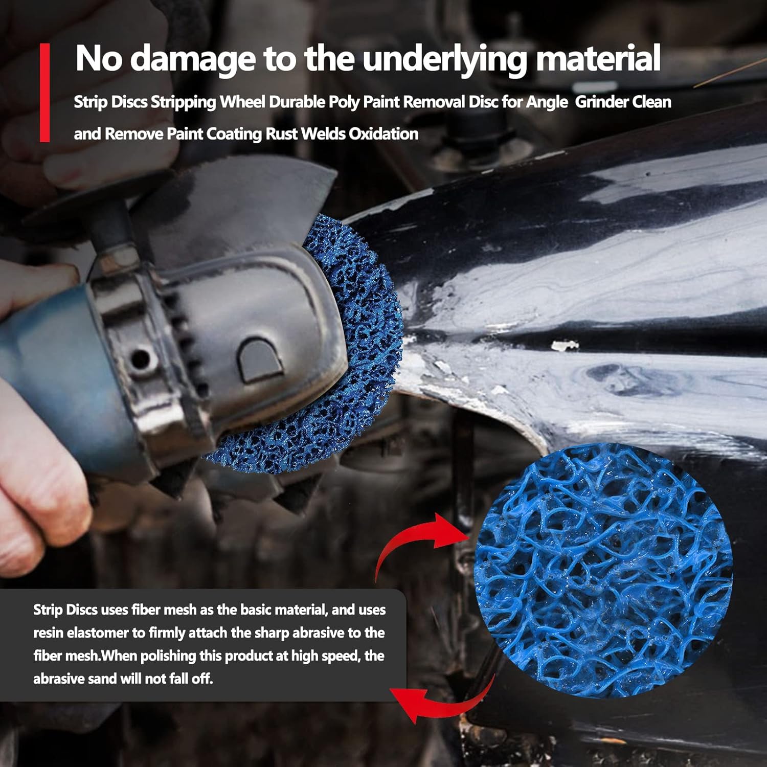 5 Pièces Disque de Nettoyage(Bleu)125 mm , Meule de décapage de peinture, disque abrasif de bande de Poly, décapant de peinture de rouille, meule de n - 3
