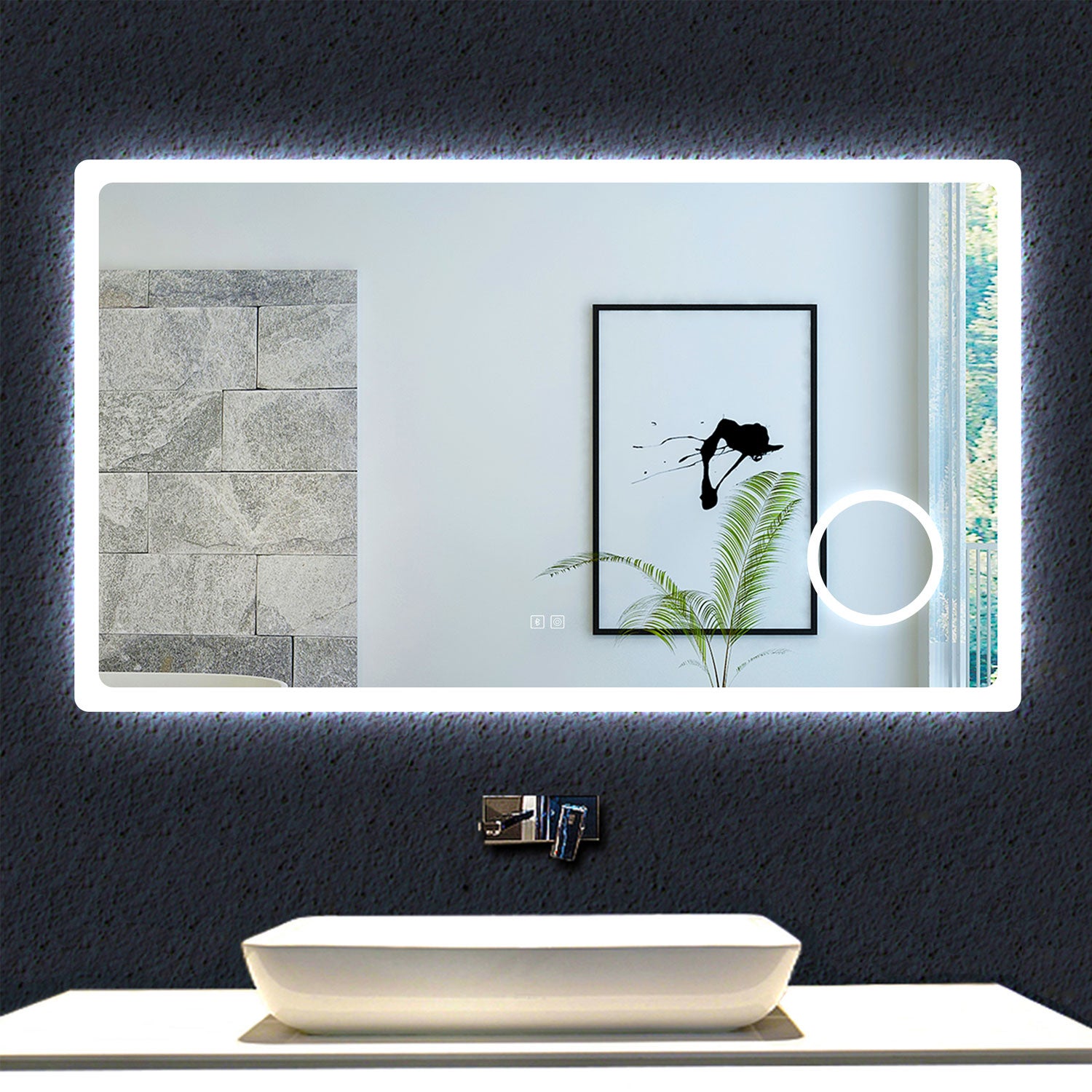 AICA 7O×50 cm Specchio da Bagno Quadrato, Antiappannamento, Dimmerabile