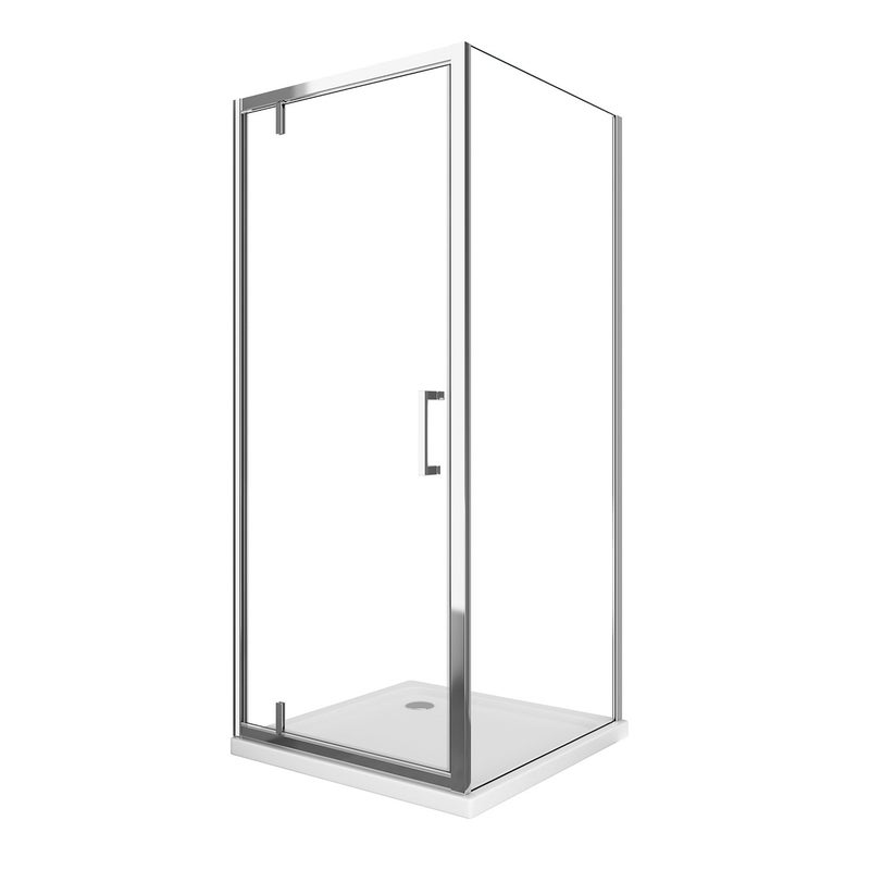 Kabina prysznicowa z 1 ścianką stałą + drzwi z asymetrycznymi zawiasami, szkło 8 mm, chromowana,, wysokość 200 cm 110 ścianka x drzwi 120