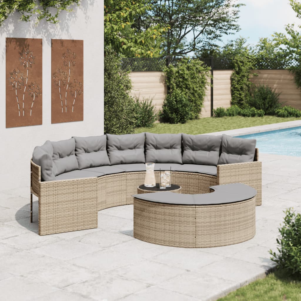 Salon De Jardin 3 Pièces Demi-Rond En Résine Tressée VidaXL - Neuf, Mobilier Terrasse