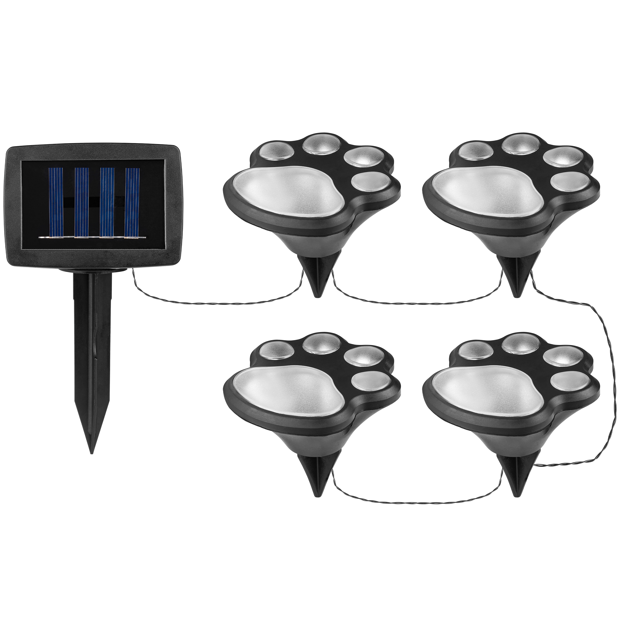 Lampka solarna LED 4x psie łapki 470cm 6500K zimna biel wbijana IP44 czarna MasterLED