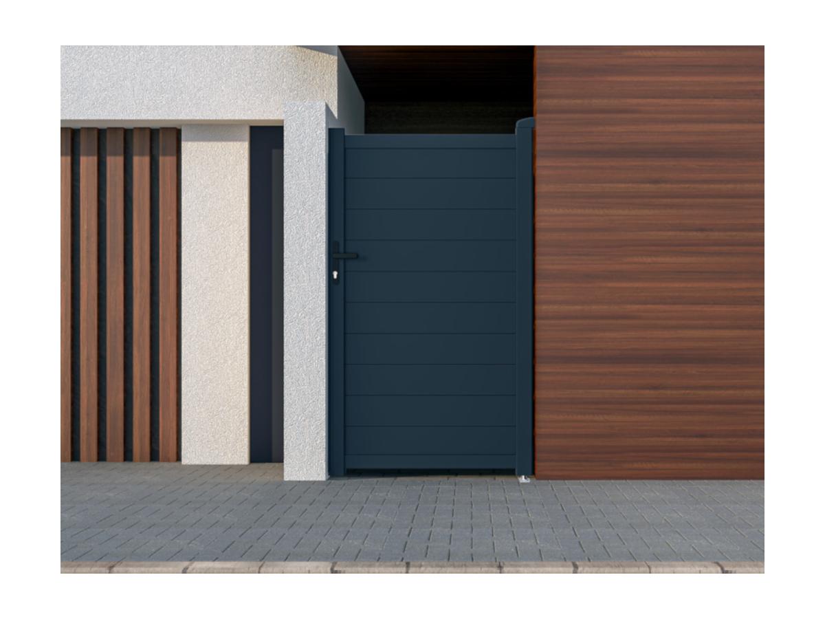 Portillon battant aluminium plein L103 x H180 cm anthracite - NAZARIO - 7
