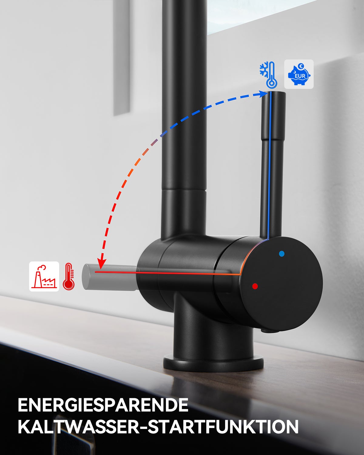 Lonheo max Robinet de Cuisine Rabattable 2 Jets aux Choix, Mitigeur Evier Repliable en Inox Noir devant Fenêtre, Mitigeur d'évier Pliable - 6