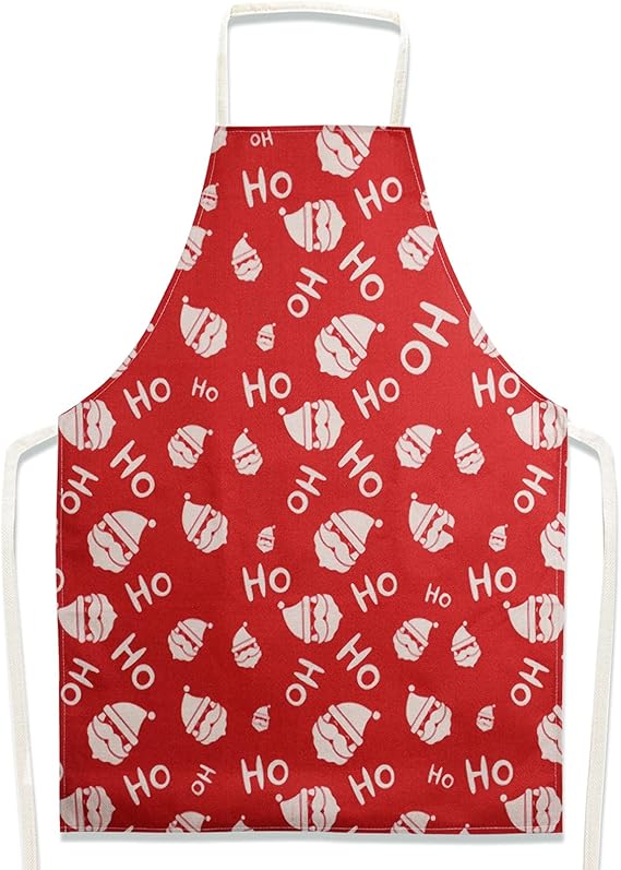 1 szt. Fartuch kuchenny (czerwony-HOHO) 68x55 cm, świąteczny, czerwony, wesołych świąt, nowość, klasyczny lniany fartuch, regulowany kołnierz, prezent