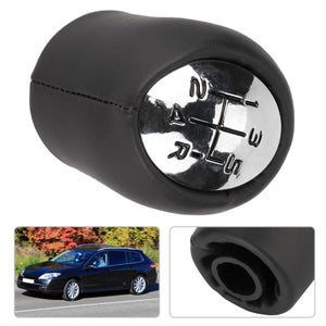 Pommeau Levier Vitesses Renault Laguna II Et Autres Modèles - Cuir Noir + Chrome - 6 Vitesses + Adaptateur