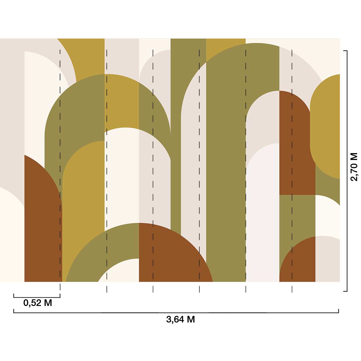 Papier peint panoramique Arcade verte sauge - 364x270cm - 3