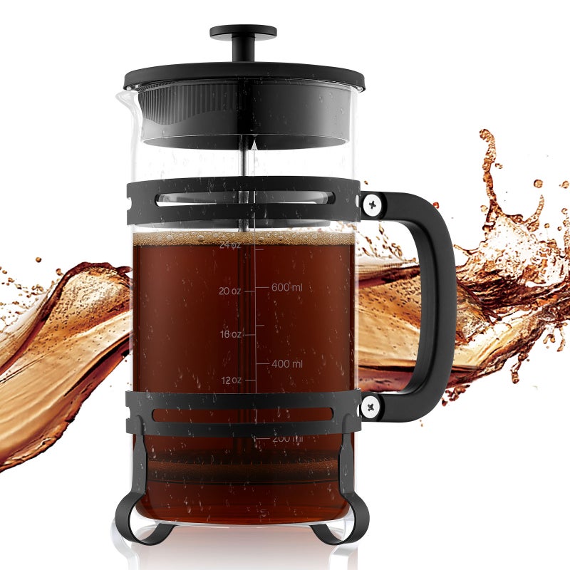 French Press Coffee Maker 1L Szkło borokrzemianowe Prasa do kawy i herbaty VEVOR