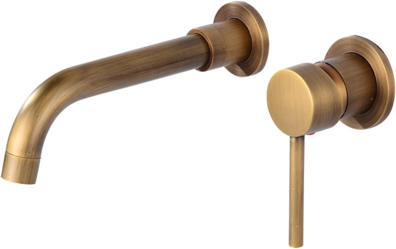 Bateria łazienkowa ścienna, jednouchwytowa, obrotowa wylewka 360 stopni, regulacja ciepłej i zimnej wody (brąz)