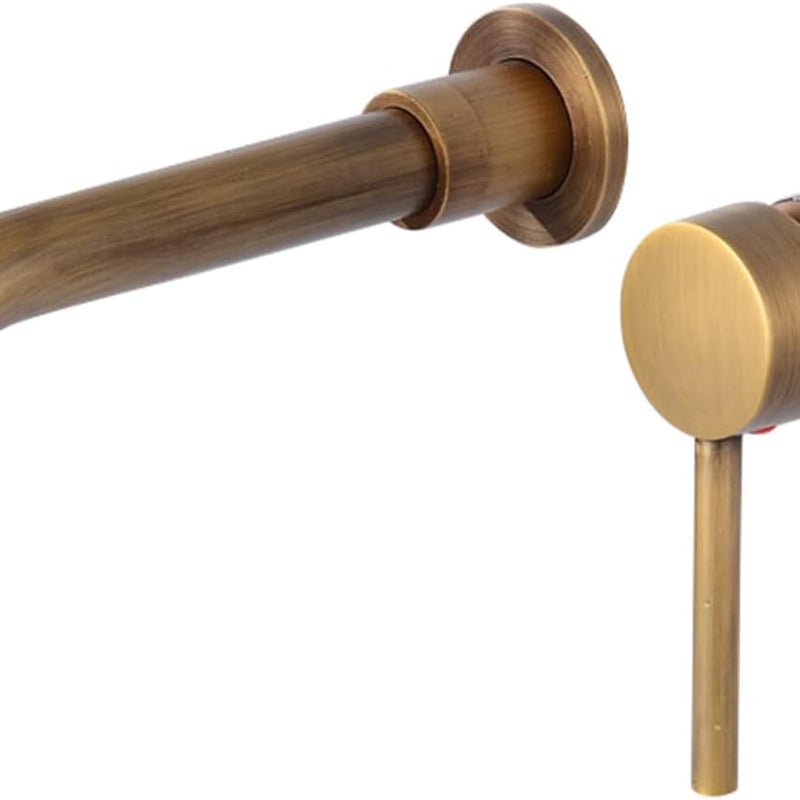 Bateria łazienkowa ścienna, jednouchwytowa, obrotowa wylewka 360 stopni, regulacja ciepłej i zimnej wody (brąz)