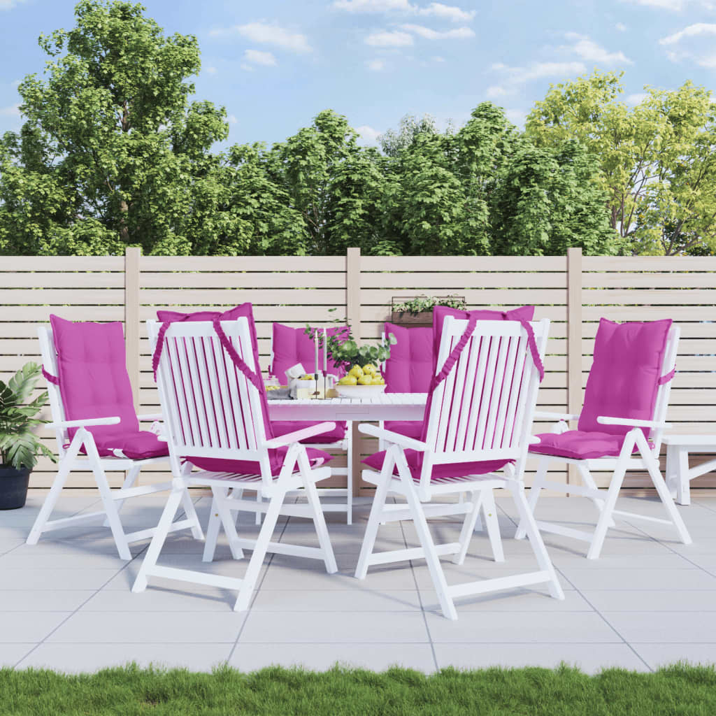 Poduszki na krzesła z wysokim oparciem, 6 szt., różowe, tkanina vidaXL
