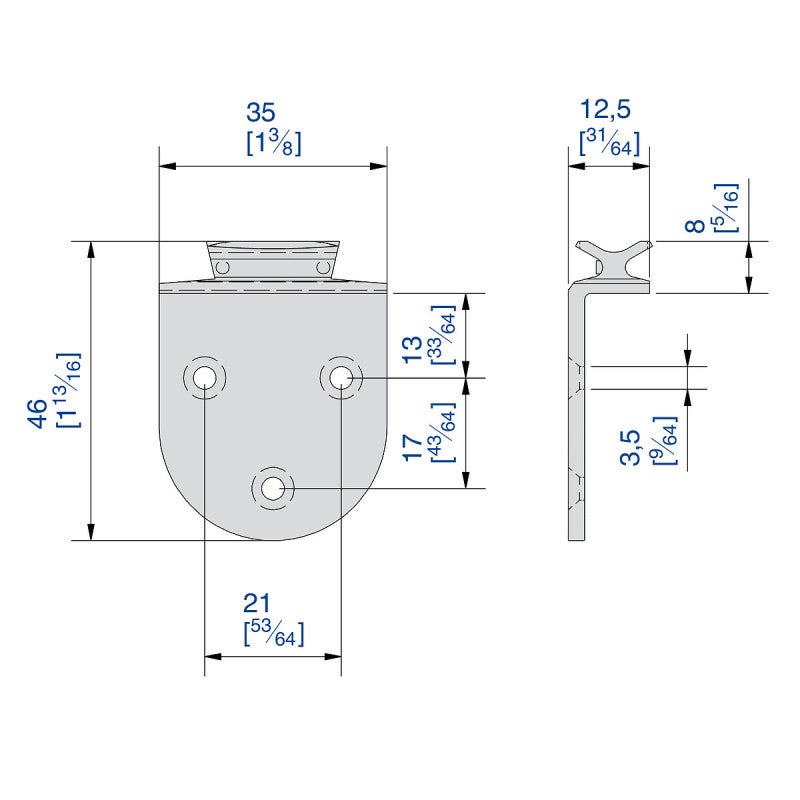 Patin en polyamide démontable pour rails SU1905 et SU1906 - 2