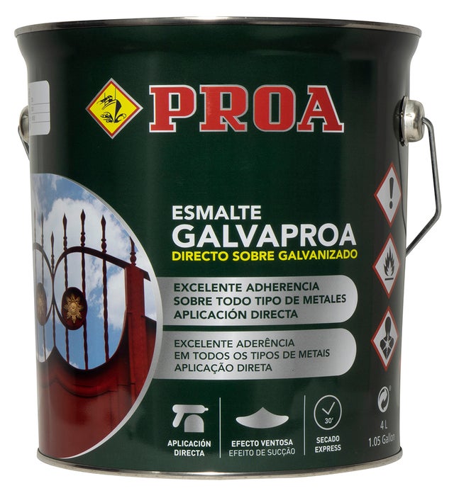 Esmalte directo sobre galvanizado Galvaproa. Pintar galvanizado sin necesidad de imprimación. Verde Botella RAL 6005. 4L