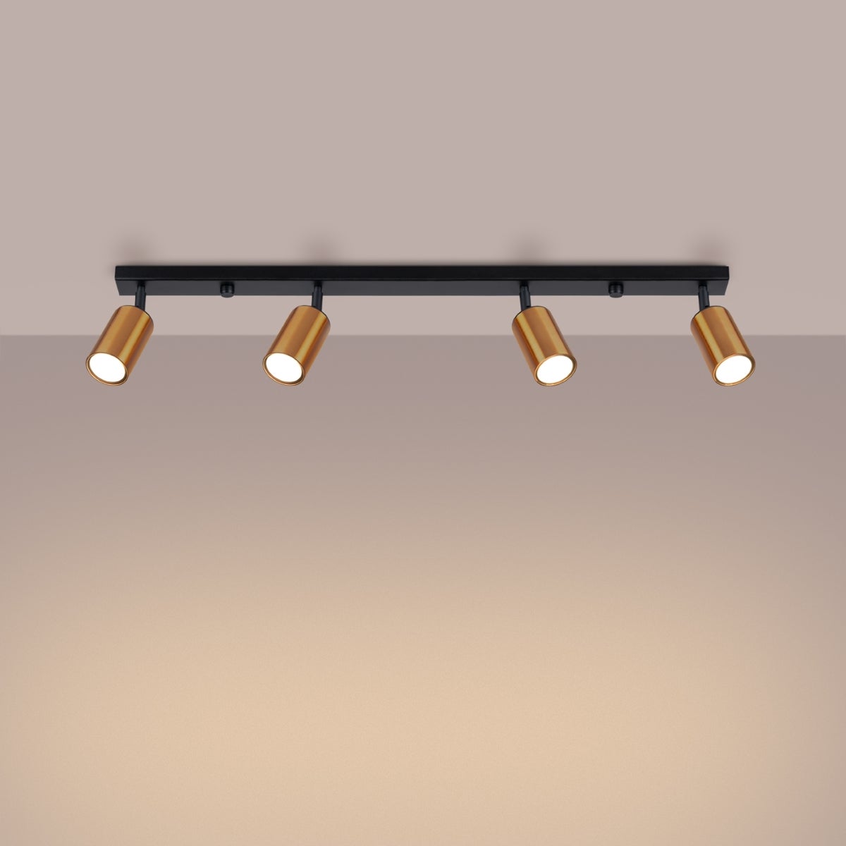 Plafon GLOIS 4L czarny/miedź LED 3000K - 82x6x18.5cm Sollux