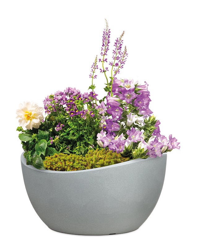 Scheurich Wave Globe Bowl 40, pot à fleurs/jardinière, cylindrique, coloris: Stony Grey, fabriqué avec du plastique recyclé, pour l’extérieur - 2
