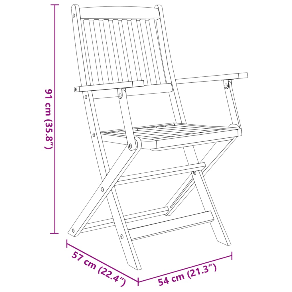 Ensemble à manger d'extérieur pliable 7pcs Bois d'acacia solide vidaXL - 6