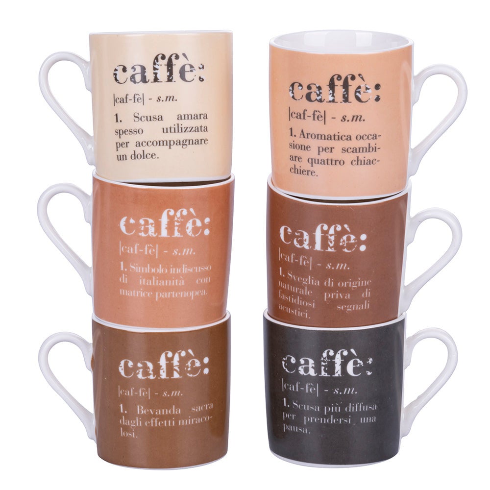 Sweejar Set di 6 tazze da caffè e piattino, ipilabili, in porcellana