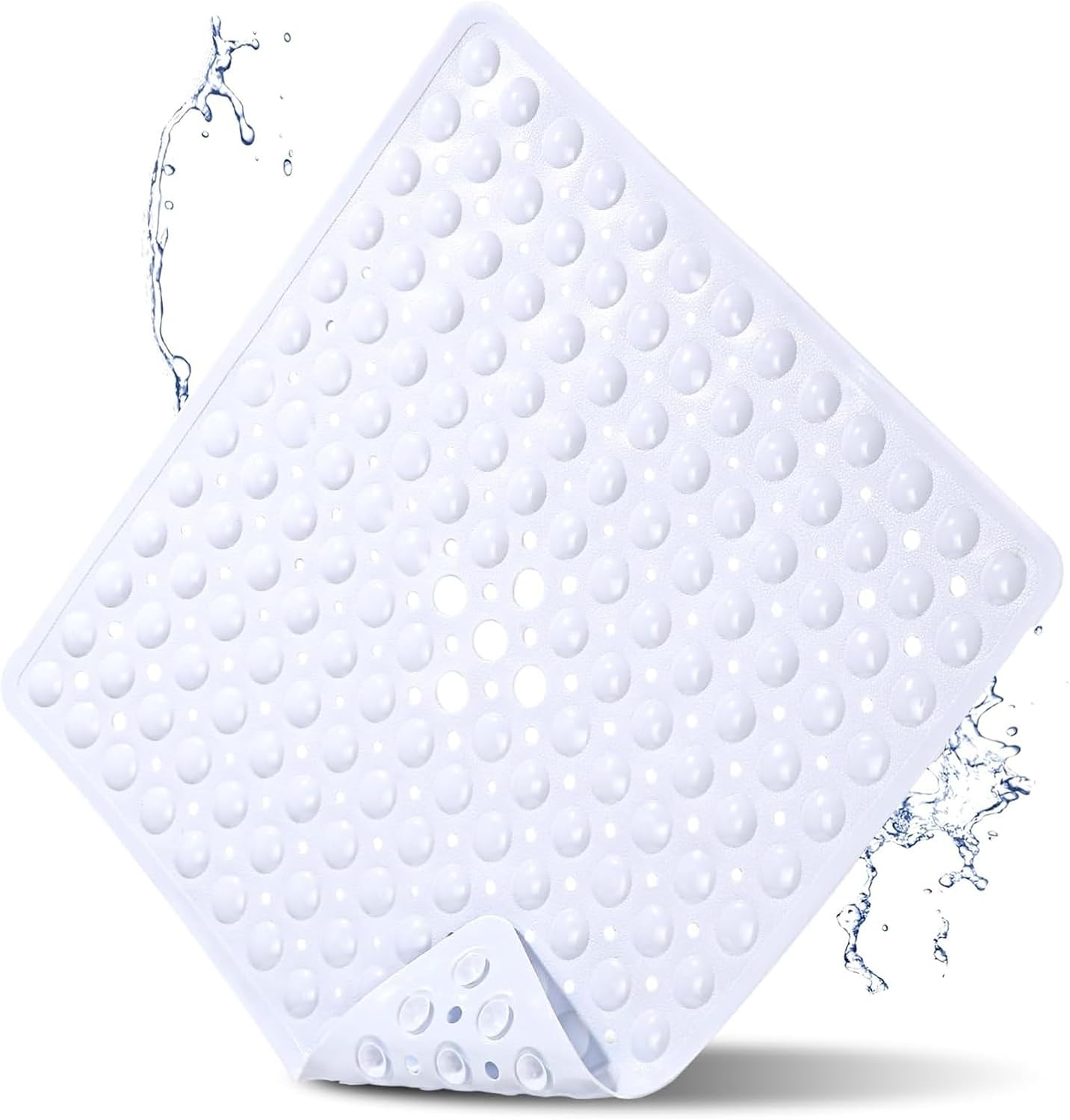 Mata antypoślizgowa do łazienki 53x53 cm, kwadratowa, antypoślizgowa, nadająca się do prania w pralce, antypoślizgowa, biała