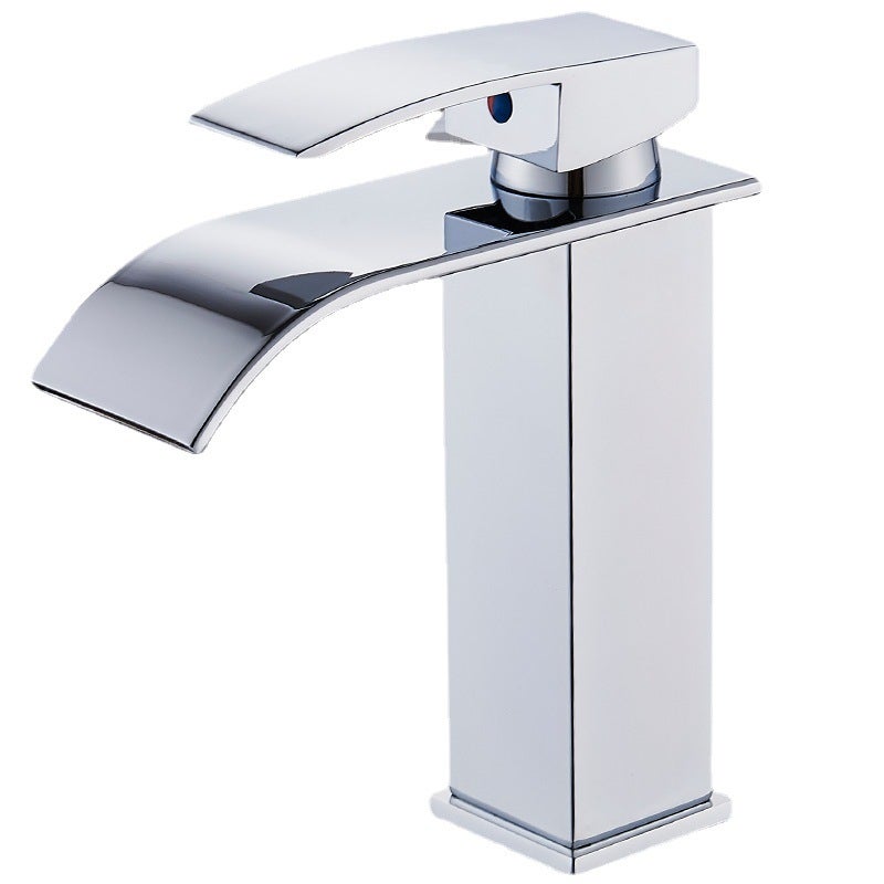 Robinet Cascade Haut Lavabo, Ouvert Chaud Et Froid Robinets de Lavabo pour Salle de Bain, Mitigeur En Laiton,gris,haut