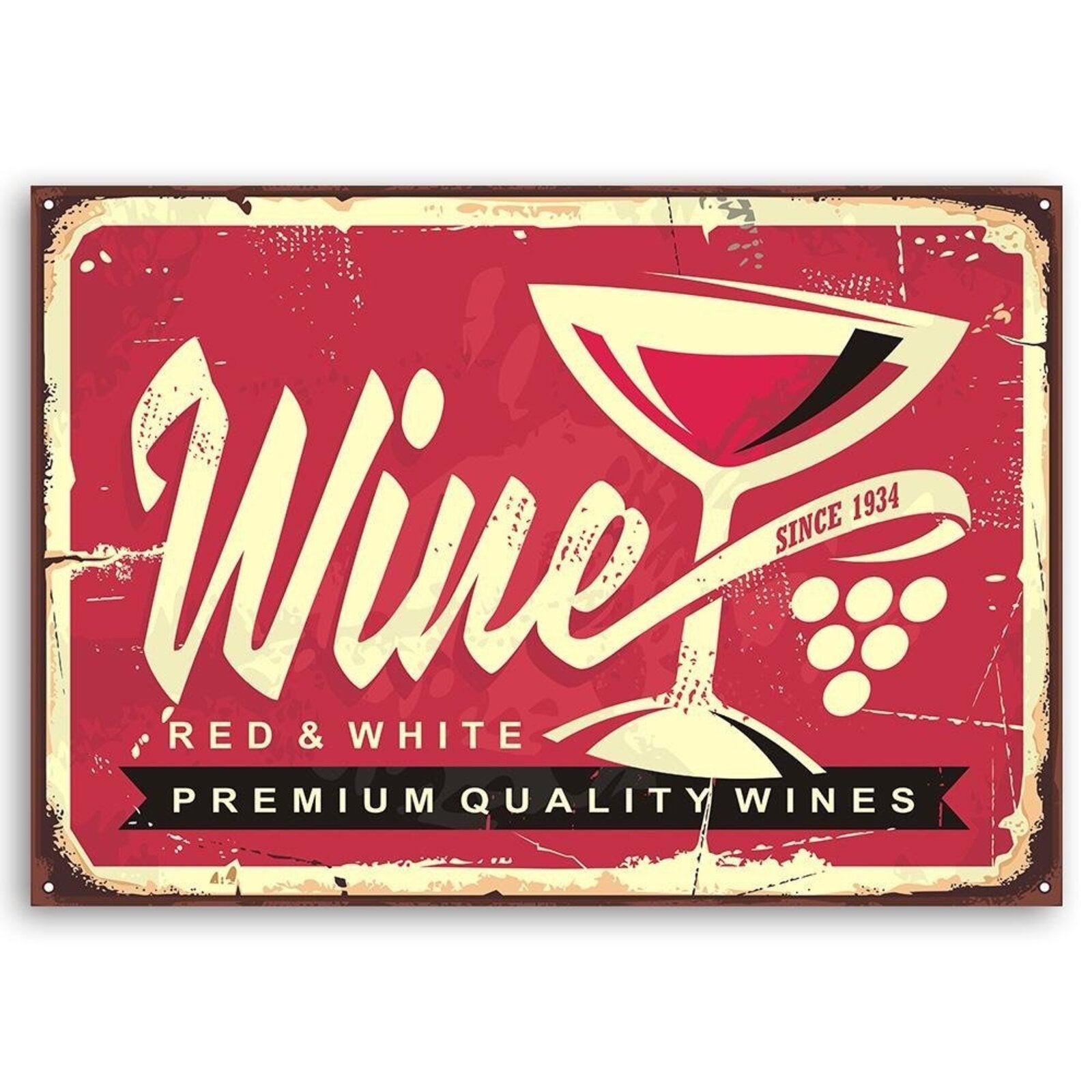 Tableau bois rétro - vin - 90 x 60 cm - 2