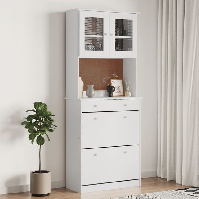 Pin Option Html Buffet blanc en bois massif de pin, 77 × 35 × 188 cm | Leroy Merlin