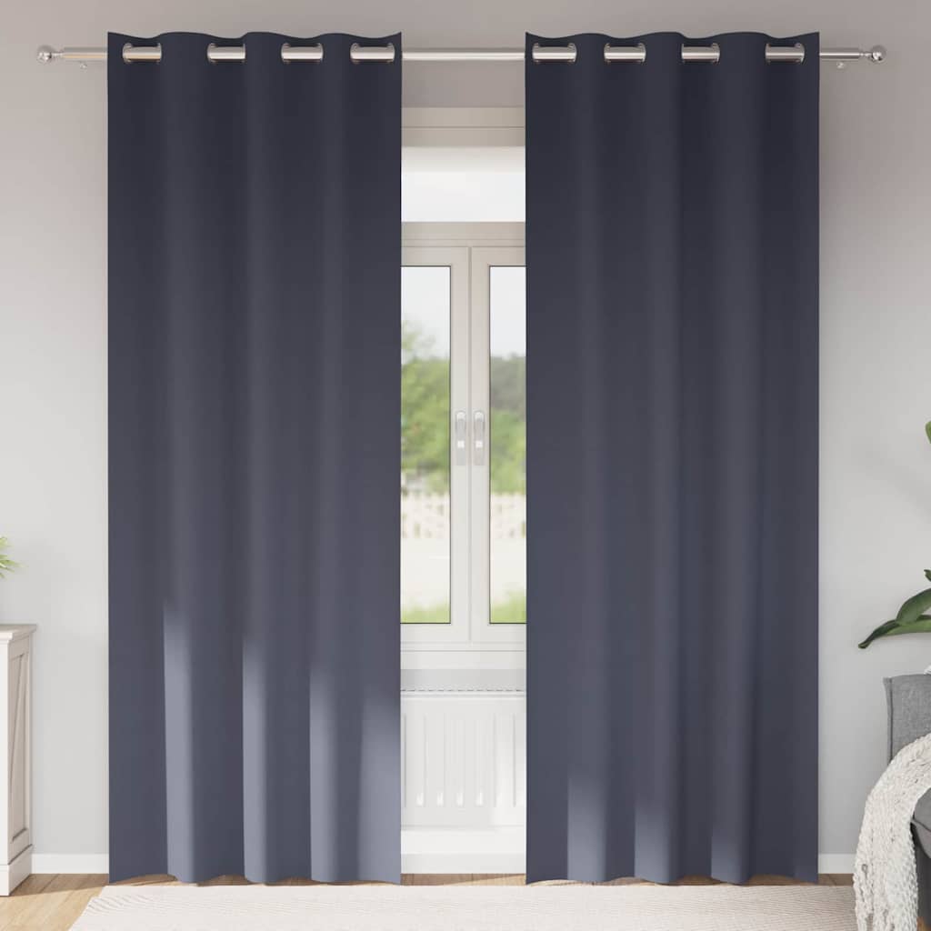 Firany blackout z kółkami 2 pcs Antracyt 225 x 140 cm Poliester vidaXL