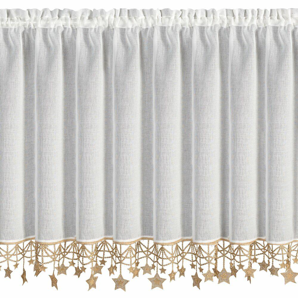 Zazdrostka świąteczna Eurofirany 90x150 cm biała złote gwiazdki 1 szt.