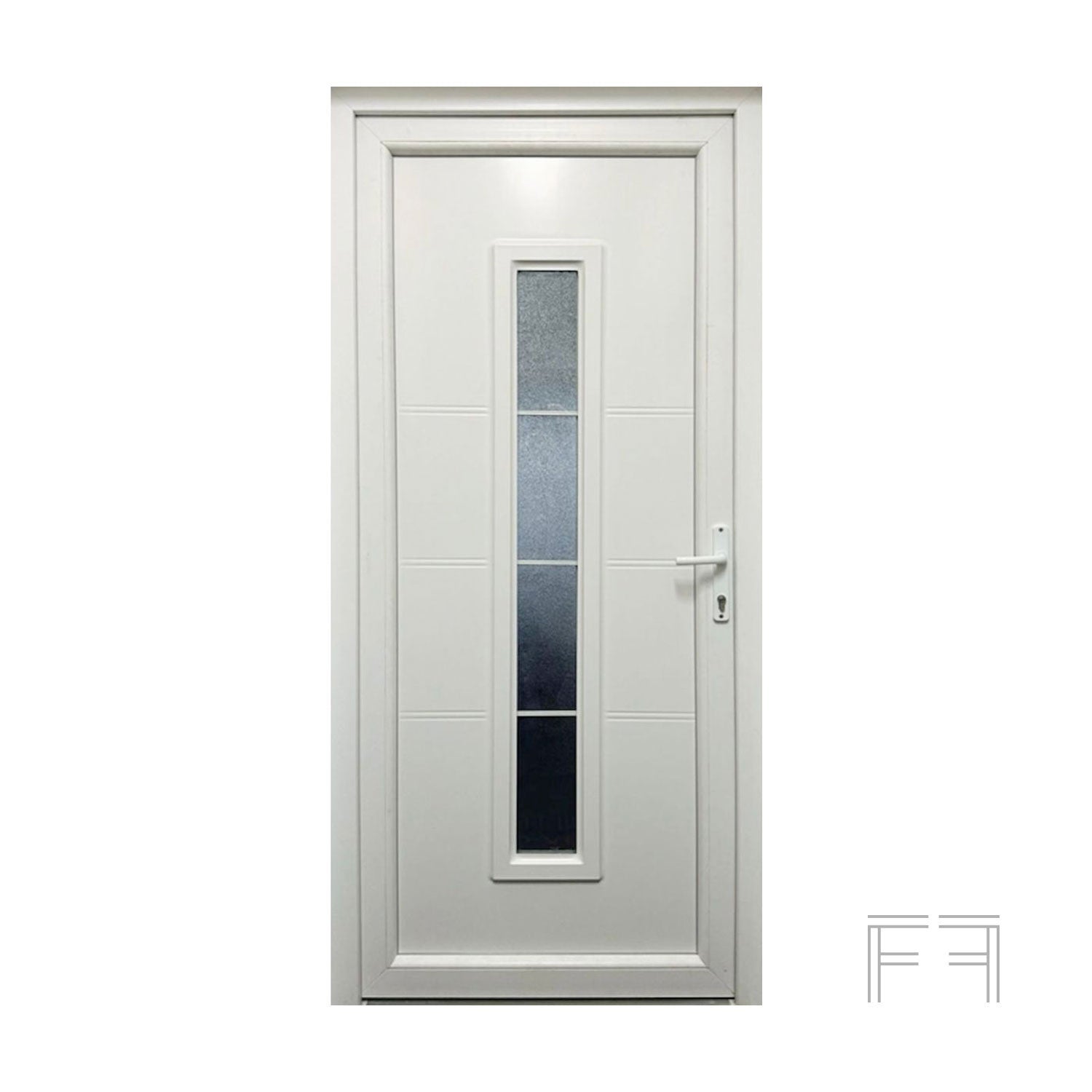 Puerta de entrada blanca M3 en PVC L100x H210, Apertura de tirar a la derecha (vista interior) - 2