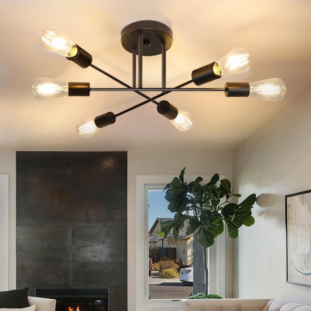 NETTLIFE Vintage lampa sufitowa 6 żarówek przemysłowy salon E27 czarny żyrandol Retro lampa do sypialni styl rustykalny lampa stołowa do jadalni