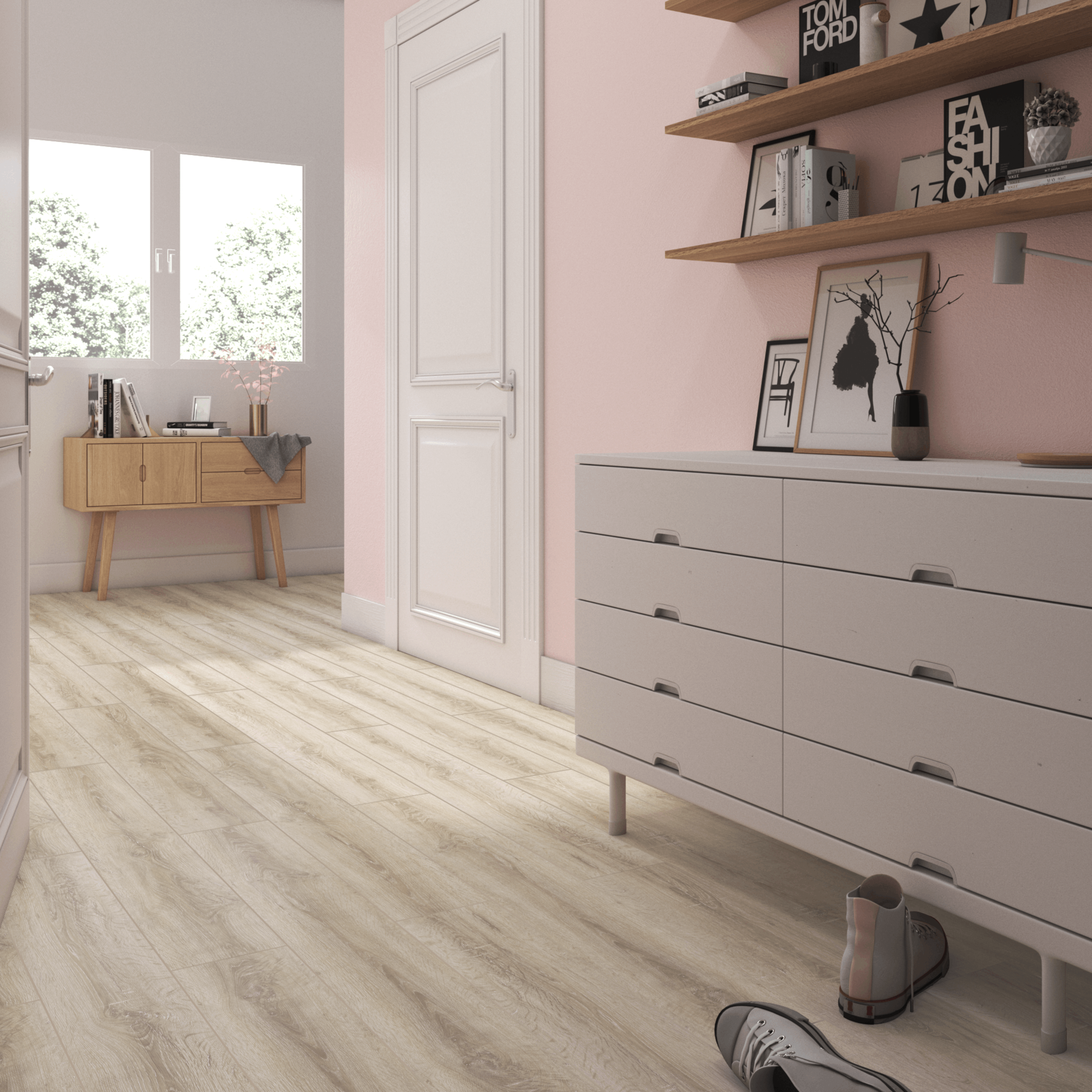 Artens - pavimento de pvc - telmen 2 lamas de pvc con clip - intenso - efecto madera - beige claro - dimensiones l.122 cm x w.18 cm - espesor 4,5 mm -