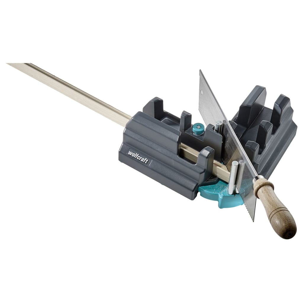 Kit Fausse Équerre et Boite à Onglet, Scie Japonaise et Pistolet à Cartouche, Pression 130 kg - wolfcraft 6977000 - 7