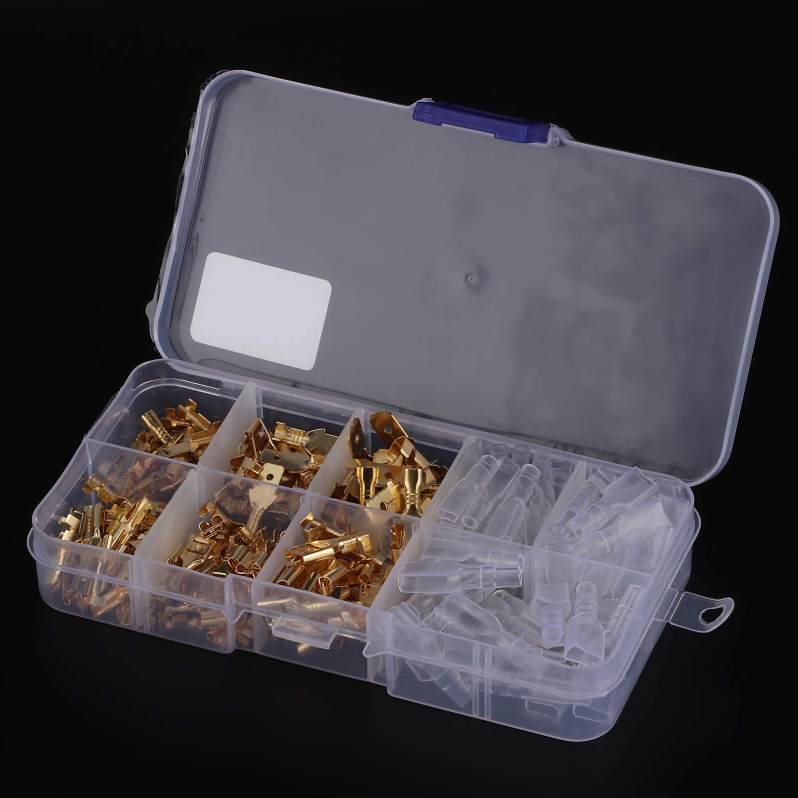 210 pezzi 2,8/4,8/6,3 mm connettori terminali per cavi elettrici maschio femmina isolati in oro - 3