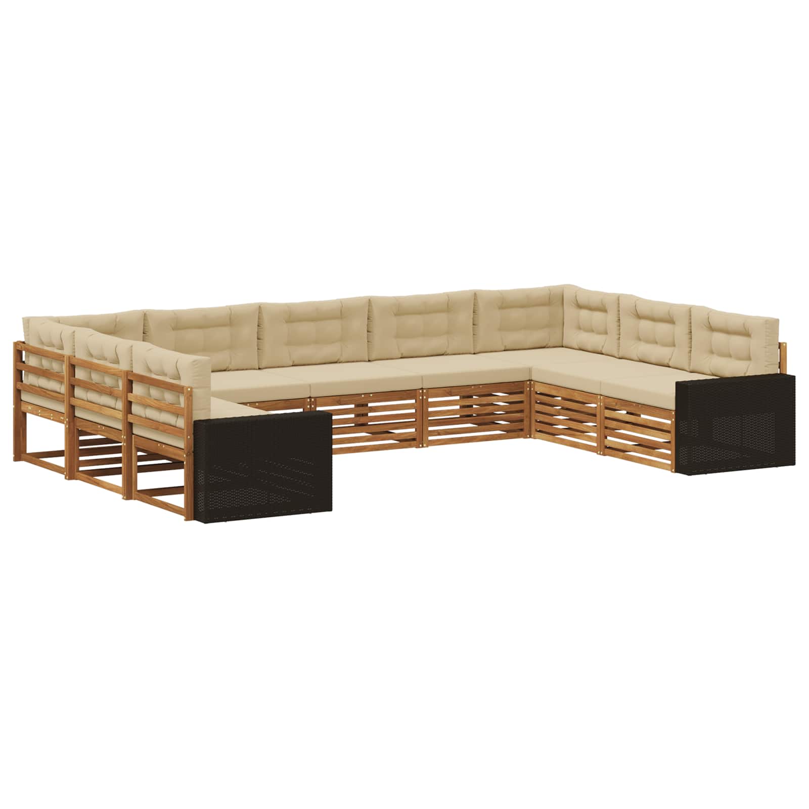Ensemble de canapés d'extérieur, 9 pièces, naturel et beige, pour la terrasse - 2