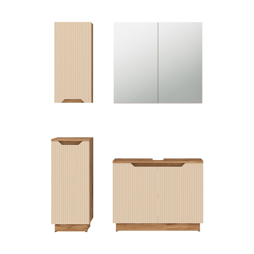 Vicco Zestaw mebli łazienkowych Lotta, Dąb/kaszmir w paski, 4 części