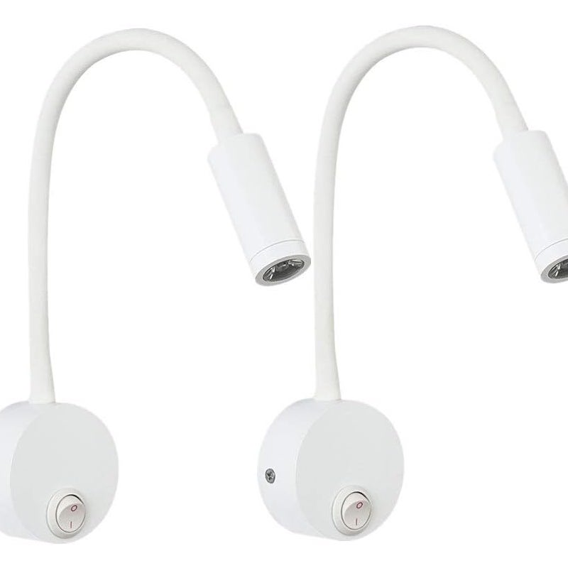 2 sztuki LED kinkiet do czytania w kolorze białym, lampka biurkowa z ciepłym białym światłem chroniąca oczy, lampka nocna z włącznikiem