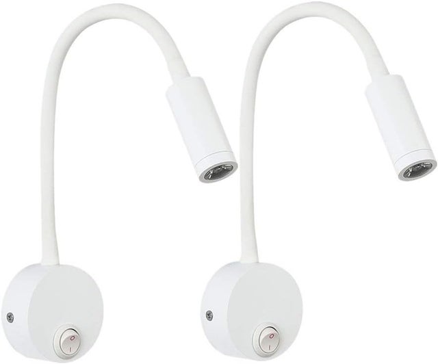 2 pièces LED Lampe de Lecture Murale Couleur blanc, Lampe de Bureau Lumière Chaude Blanche Design Protection Yeux, Lampe de Chevet avec Interrupteur