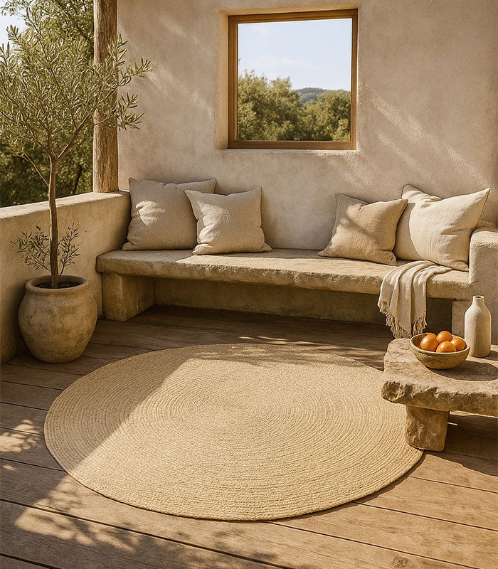 Hamid - Alfombra Nansa Interior/Exterior Crema Redonda 120x120 - 2