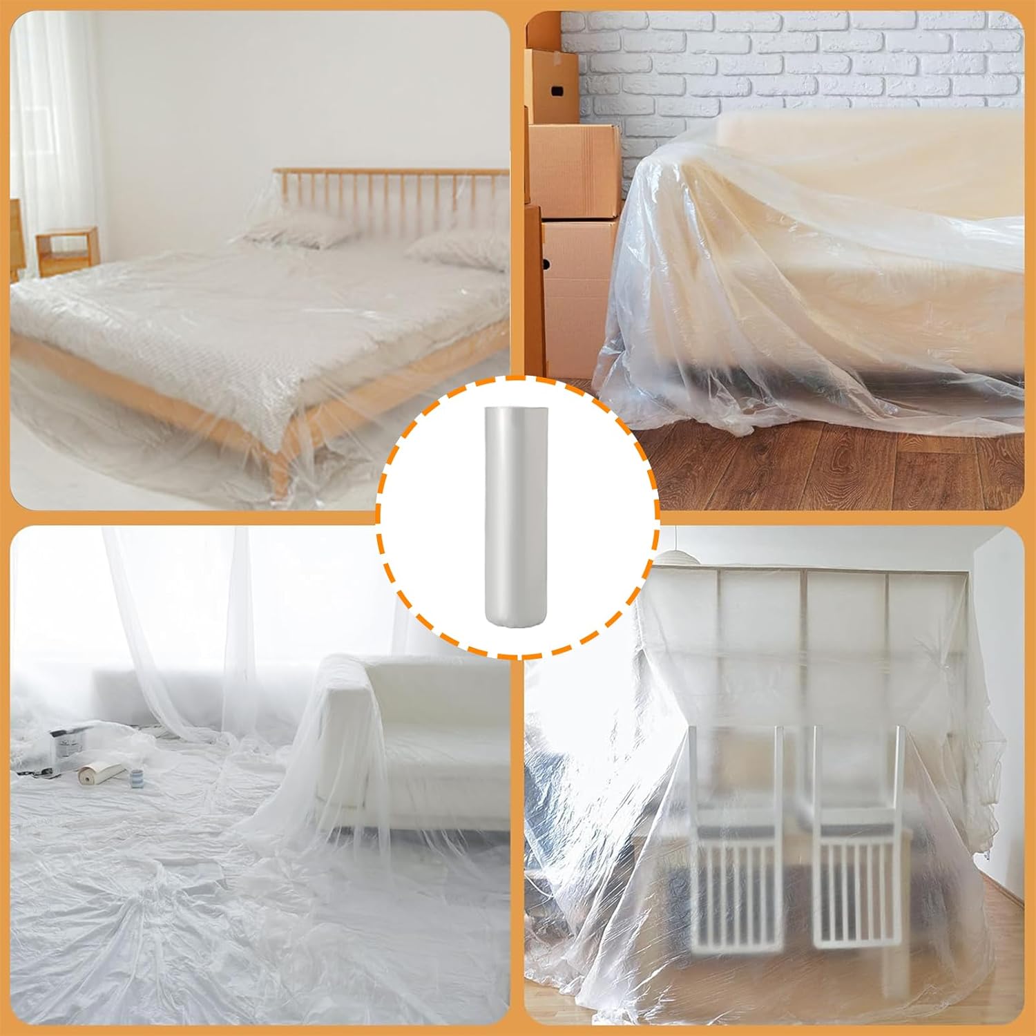 Rouleau de toile de protection de peinture 55 cm x 20 m, préencollée, pour la protection des sols et des meubles - 2