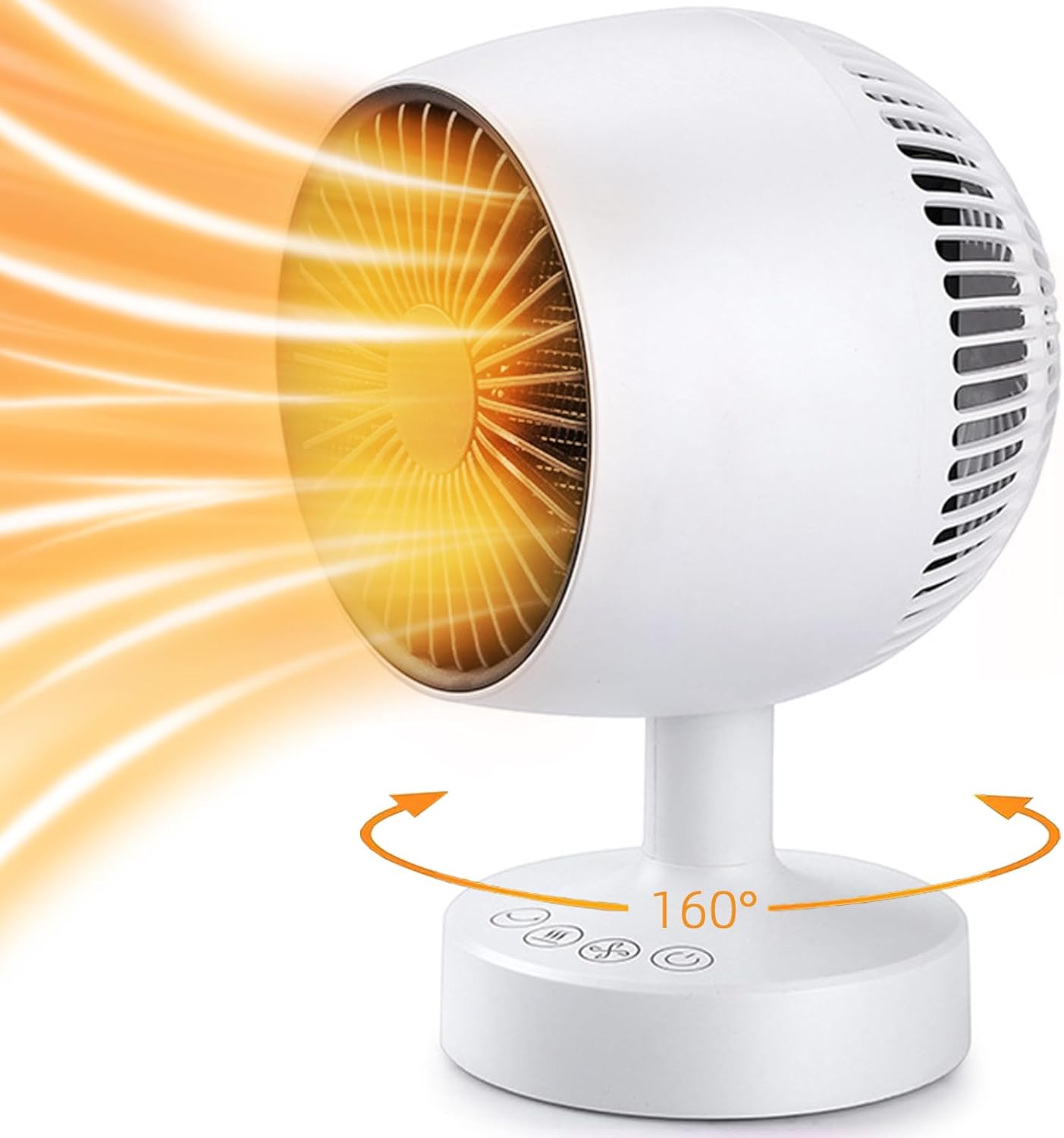 Biały grzejnik z wentylatorem 14 x 14 x 20 cm, 1 mały grzejnik pomocniczy, 1200 W, grzejnik biurkowy