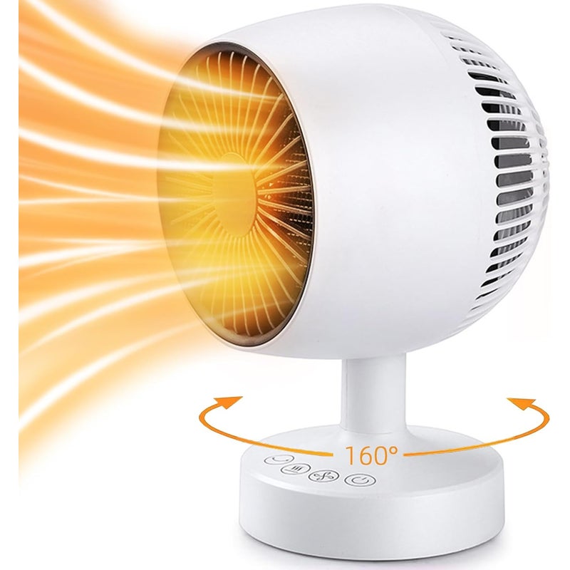 Biały grzejnik z wentylatorem 14 x 14 x 20 cm, 1 mały grzejnik pomocniczy, 1200 W, grzejnik biurkowy