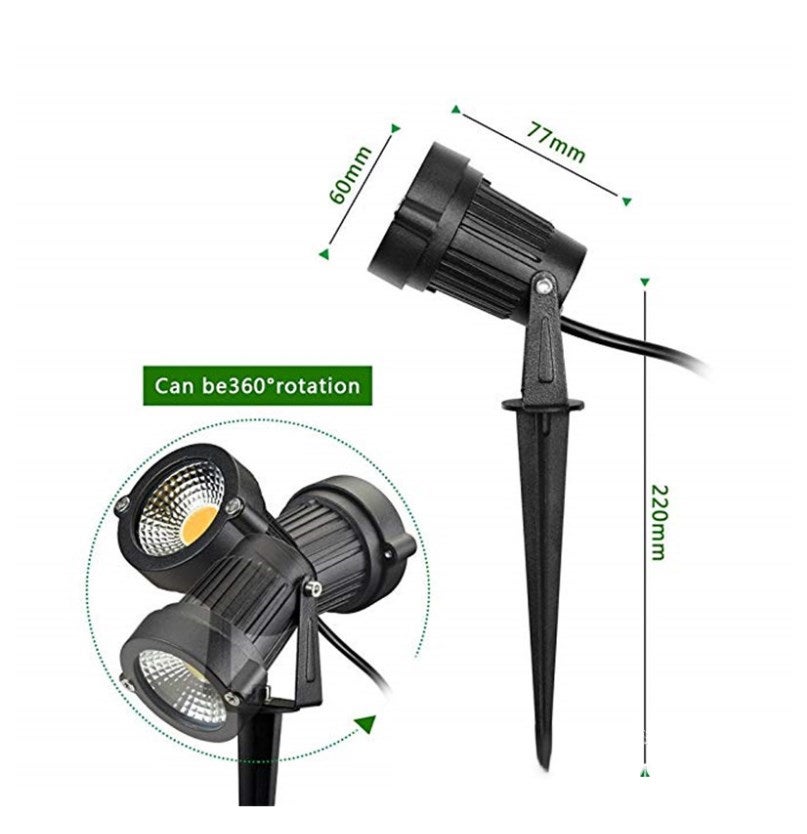 Zestaw 2 reflektorów ogrodowych zawiera żarówki LED 3W, regulowane reflektory z palikiem i uchwytem ściennym, oświetlenie zewnętrzne do ogrodów, tara