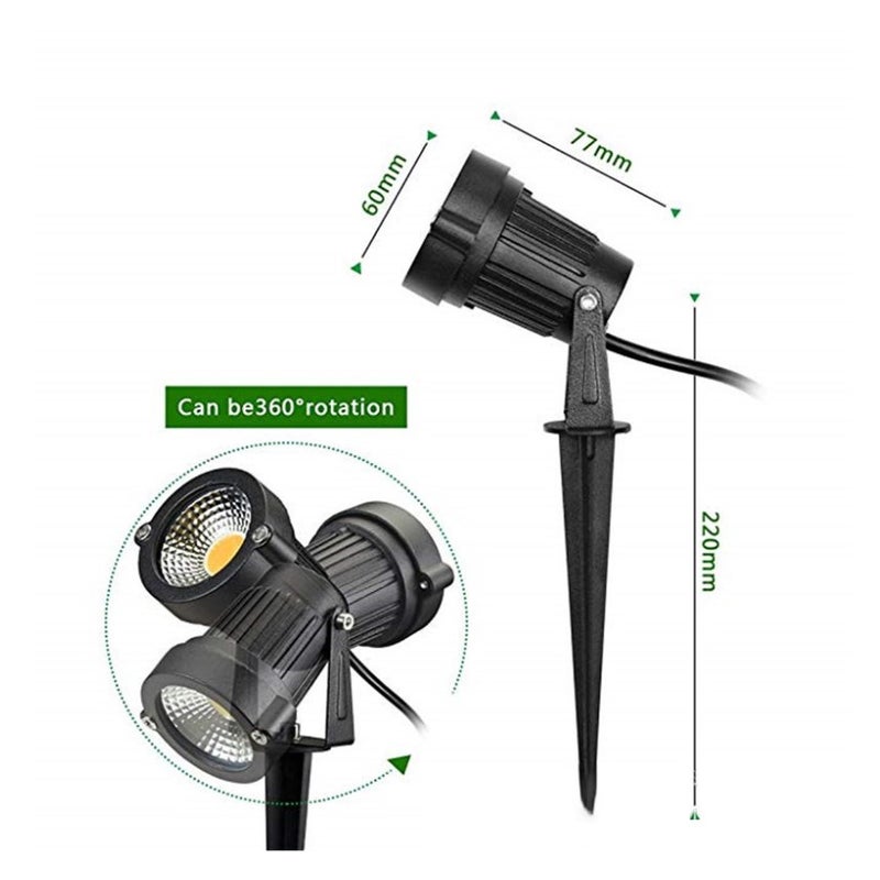 Zestaw 2 reflektorów ogrodowych zawiera żarówki LED 3W, regulowane reflektory z palikiem i uchwytem ściennym, oświetlenie zewnętrzne do ogrodów, tara