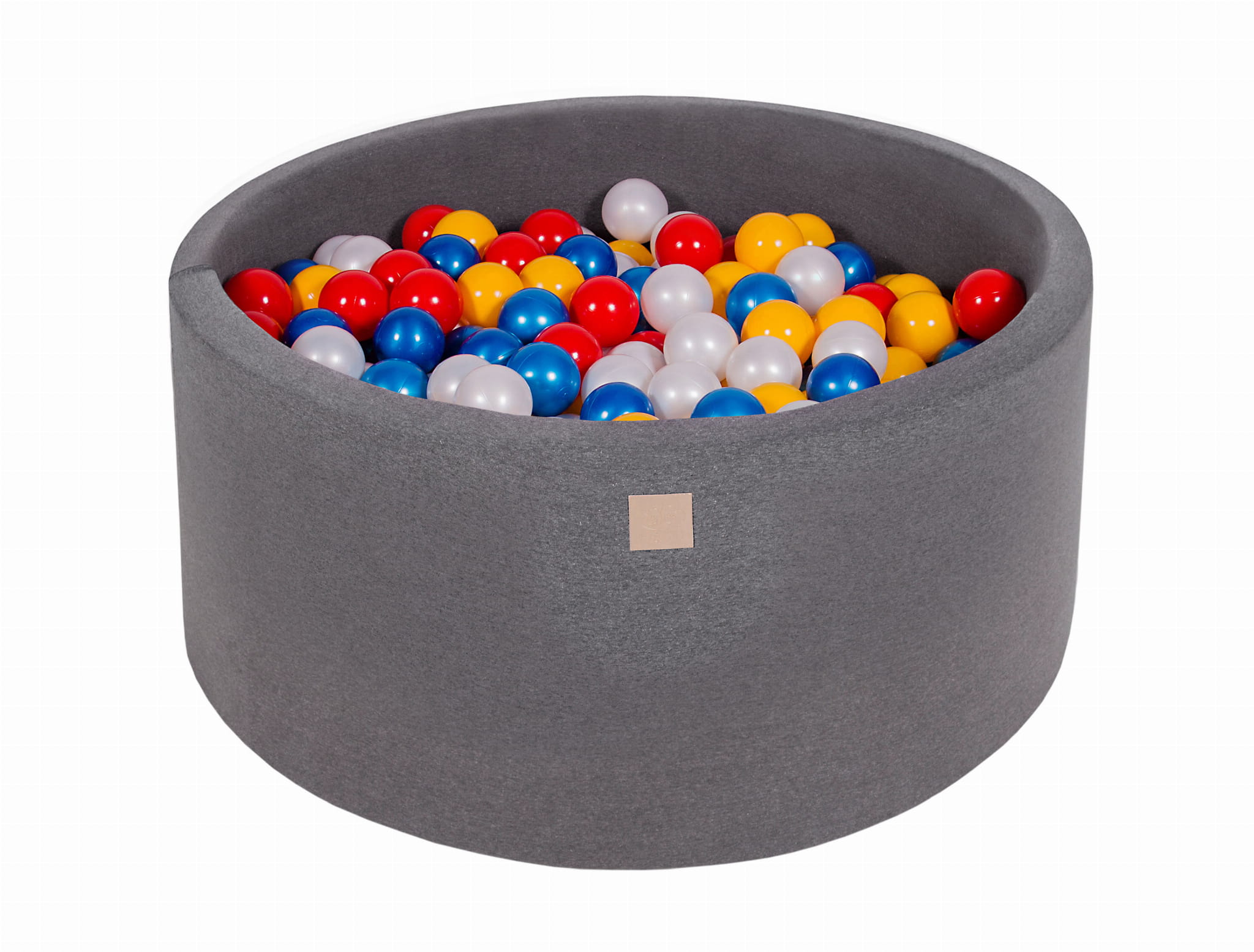 MEOWBABY Piscina De Bolas De 90x40 Cm Con 300 Bolas De 7 Cm - Certificada Y Segura Para Niños - Gris Claro - Colores: Amarillo, Rojo, Verde, Naranja, Azul