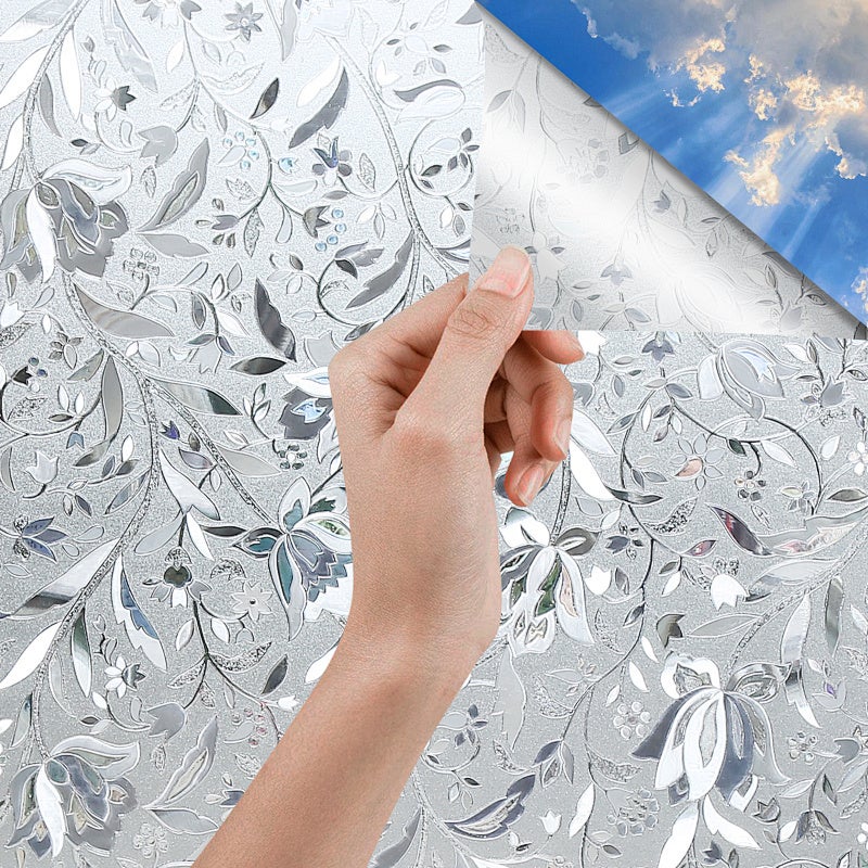 Dekoracyjna folia okienna elektrostatyczna ochrona UV, Kwiaty 3D, 60*200 cm