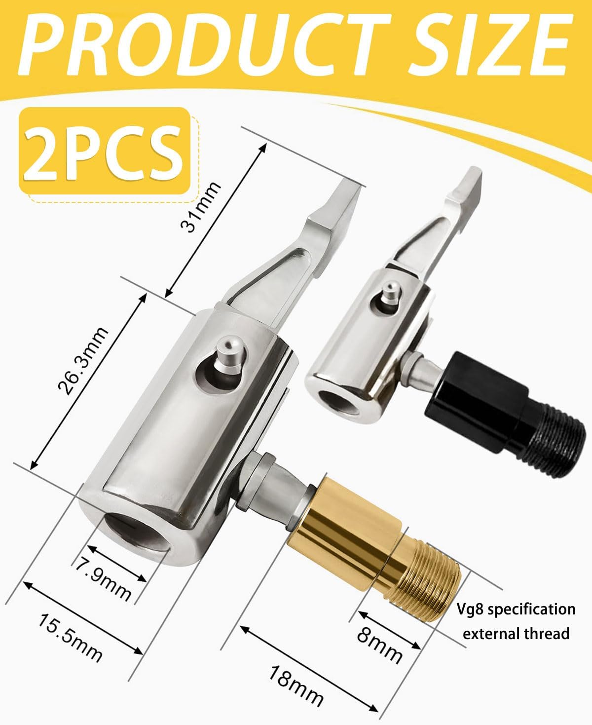 2PCS Embout gonflage Pneu Voiture,Embout Pompe Velo,Valve Pneu Voiture Embout gonflage Ballon Embout Gonfleur Compresseur Air Pompe Velo Valve Pneu - 2