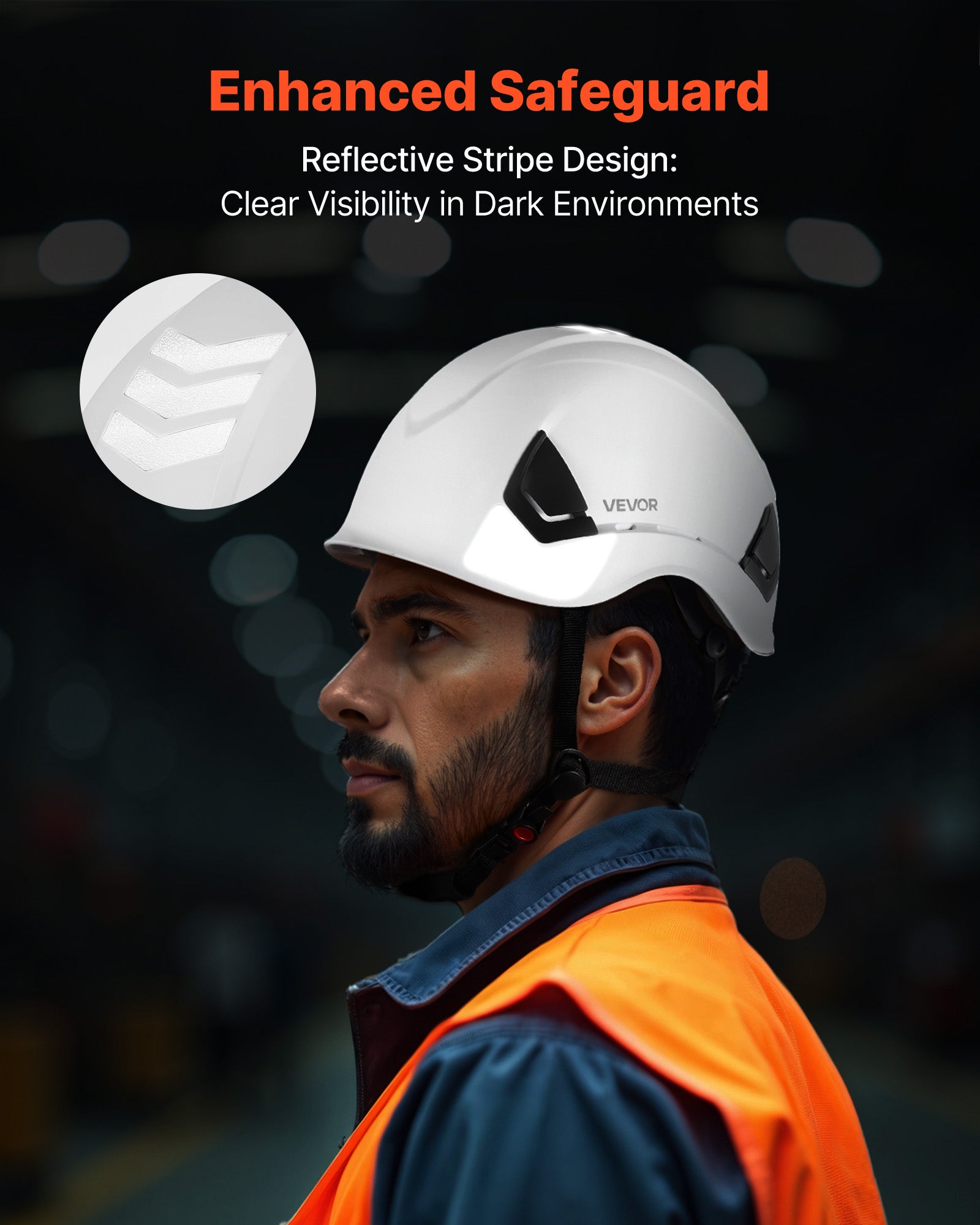 Capacete de Segurança Industrial VEVOR ABS Certificado ANSI/ISEA Z89.1 com Suspensão a Catraca 6 Pontos Ajustável e Ventilado para Adultos - 5