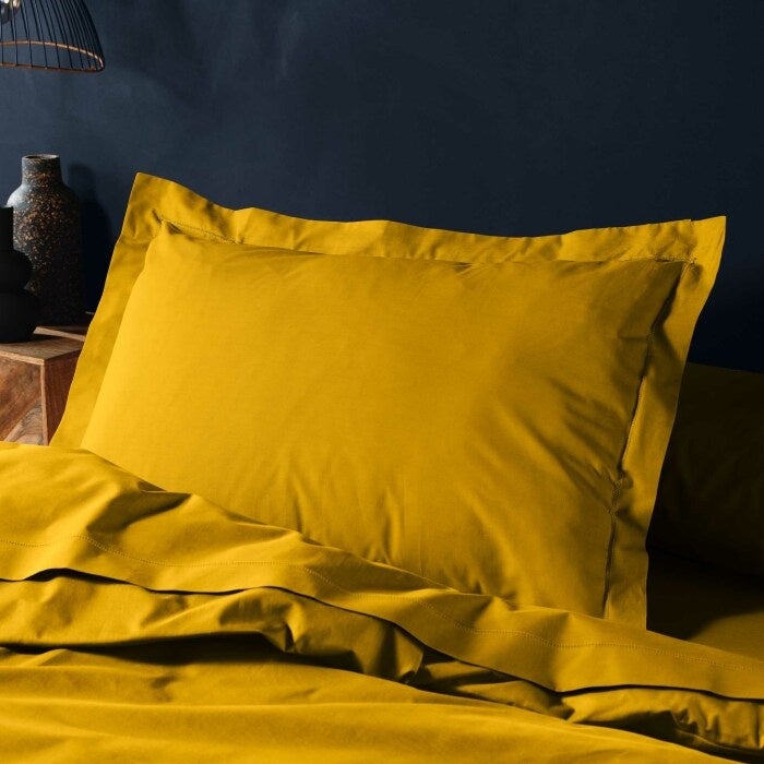 Taie d'oreiller 50 x 70 cm uni 57 fils lina +point bourdon Curry - 4