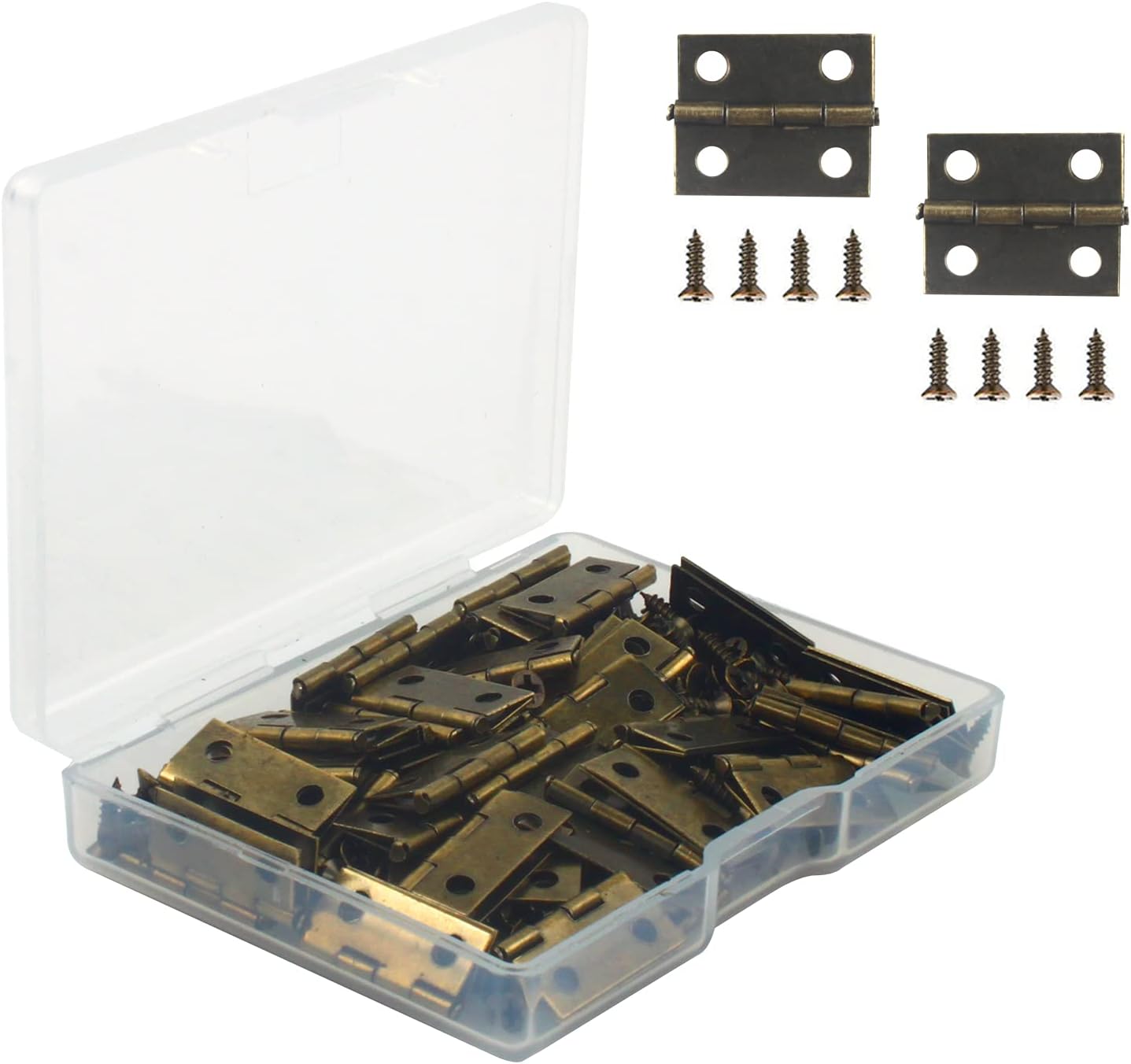 Miniaturowe zawiasy retro, 50 sztuk Trwałe i solidne miniaturowe zawiasy ze stali nierdzewnej ze śrubami do szkatułek na biżuterię, szafek, szuflad i