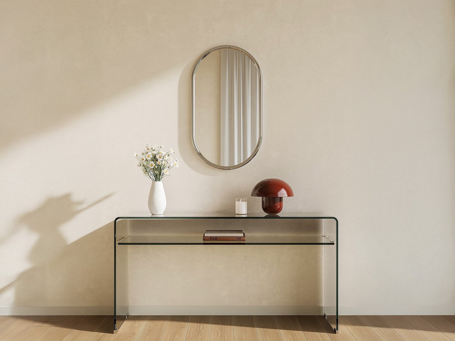 Lustro ścienne owalne aluminiowe - dł. 40 x wys. 70 cm - Chromowane - REFLEYA